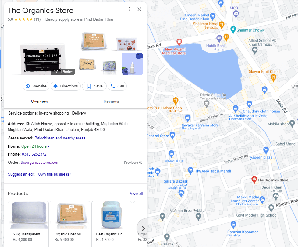 The Organics Store Google Map Mobile 1